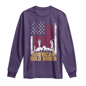 Gold Miner Patriotic American Flag Long Sleeve Shirt TS14 Purple Print Your Wear