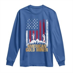 Gold Miner Patriotic American Flag Long Sleeve Shirt TS14 Royal Blue Print Your Wear