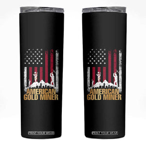 Gold Miner Patriotic American Flag Skinny Tumbler TS14 Black Print Your Wear