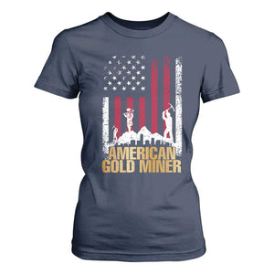 Gold Miner Patriotic American Flag T Shirt For Women TS14 Navy Print Your Wear