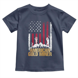 Gold Miner Patriotic American Flag Toddler T Shirt TS14 Navy Print Your Wear