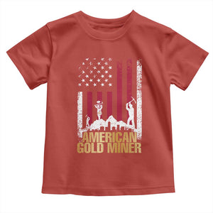 Gold Miner Patriotic American Flag Toddler T Shirt TS14 Red Print Your Wear