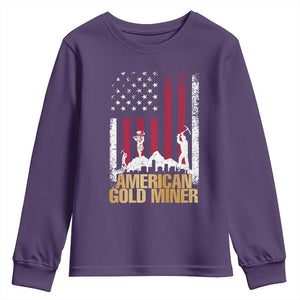 Gold Miner Patriotic American Flag Youth Sweatshirt TS14 Purple Print Your Wear