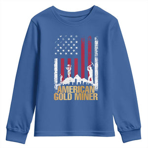 Gold Miner Patriotic American Flag Youth Sweatshirt TS14 Royal Blue Print Your Wear