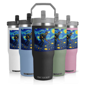 Gold Miner Starry Night Van Gogh Flip Straw Tumbler TS14 Print Your Wear
