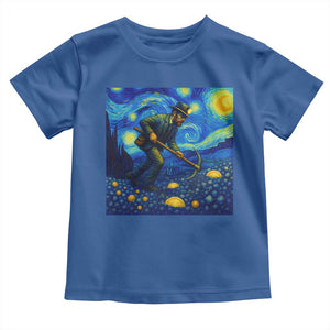 Gold Miner Starry Night Van Gogh Toddler T Shirt TS14 Royal Blue Print Your Wear
