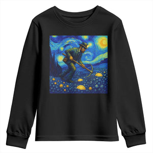 Gold Miner Starry Night Van Gogh Youth Sweatshirt TS14 Black Print Your Wear