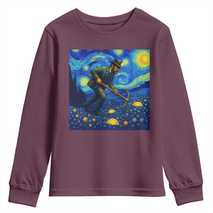 Gold Miner Starry Night Van Gogh Youth Sweatshirt TS14 Maroon Print Your Wear