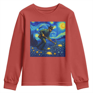 Gold Miner Starry Night Van Gogh Youth Sweatshirt TS14 Red Print Your Wear