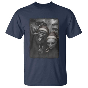 Bigfoot UFO Selife T Shirt Sasquatch Ailen Rock On Hand Christmas TS14 Navy Print Your Wear