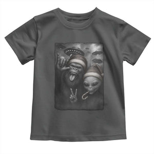 Bigfoot UFO Selife Toddler T Shirt Sasquatch Ailen Rock On Hand Christmas TS14 Dark Heather Print Your Wear