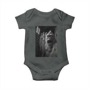 Funny Bigfoot Selfie Halloween Baby Onesie Sasquatch Ghost Haunted House TS14 Dark Heather Print Your Wear