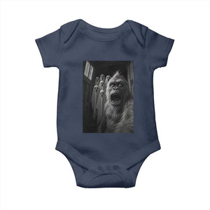 Funny Bigfoot Selfie Halloween Baby Onesie Sasquatch Ghost Haunted House TS14 Navy Print Your Wear