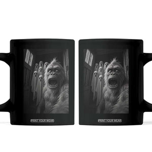 Funny Bigfoot Selfie Halloween Coffee Mug Sasquatch Ghost Haunted House TS14 Black Print Your Wear