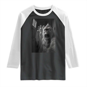 Funny Bigfoot Selfie Halloween Raglan Shirt Sasquatch Ghost Haunted House TS14 Black White Print Your Wear