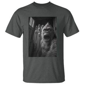 Funny Bigfoot Selfie Halloween T Shirt Sasquatch Ghost Haunted House TS14 Dark Heather Print Your Wear