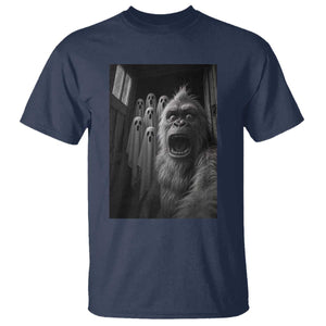 Funny Bigfoot Selfie Halloween T Shirt Sasquatch Ghost Haunted House TS14 Navy Print Your Wear