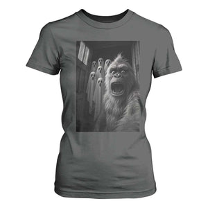 Funny Bigfoot Selfie Halloween T Shirt For Women Sasquatch Ghost Haunted House TS14 Dark Heather Print Your Wear