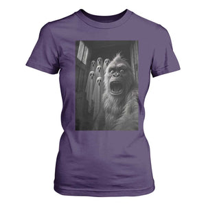 Funny Bigfoot Selfie Halloween T Shirt For Women Sasquatch Ghost Haunted House TS14 Purple Print Your Wear