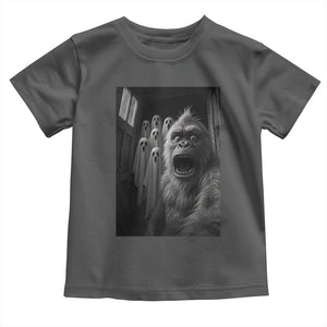 Funny Bigfoot Selfie Halloween Toddler T Shirt Sasquatch Ghost Haunted House TS14 Dark Heather Print Your Wear