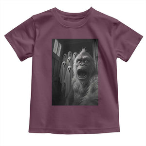 Funny Bigfoot Selfie Halloween Toddler T Shirt Sasquatch Ghost Haunted House TS14 Maroon Print Your Wear