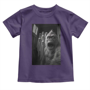Funny Bigfoot Selfie Halloween Toddler T Shirt Sasquatch Ghost Haunted House TS14 Purple Print Your Wear