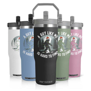 Funny Bigfoot Christmas Flip Straw Tumbler A Guy Like Me Is Hard To Find TS14 Print Your Wear