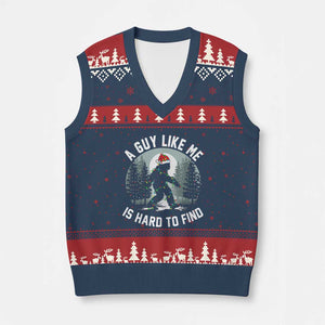 Funny Bigfoot Xmas V-Neck Knit Sweater Vest A Guy Like Me Is Hard To Find TS14 Navy Red Print Your Wear
