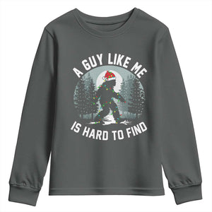 Funny Bigfoot Christmas Youth Sweatshirt A Guy Like Me Is Hard To Find TS14 Dark Heather Print Your Wear
