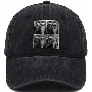 Funny Bigfoot Photobooth Christmas Washed Cotton Baseball Cap Sasquatch Santa Claus Xmas TS14 Washed Cap Universal Fit Black Print Your Wear