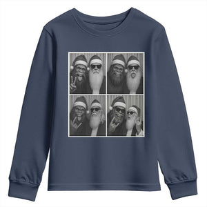 Funny Bigfoot Photobooth Christmas Youth Sweatshirt Sasquatch Santa Claus Xmas TS14 Navy Print Your Wear