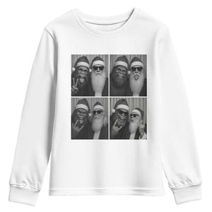 Funny Bigfoot Photobooth Christmas Youth Sweatshirt Sasquatch Santa Claus Xmas TS14 White Print Your Wear