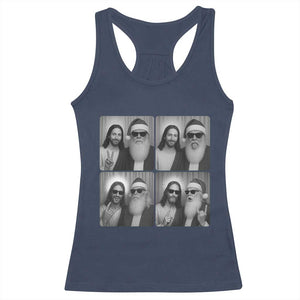 Funny Bigfoot Photobooth Christmas Racerback Tank Top Sasquatch Jesus Christian Xmas TS14 Navy Print Your Wear