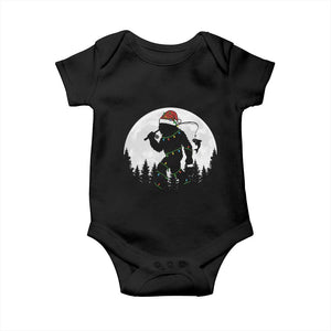 Funny Bigfoot Fishing Christmas Baby Onesie Sasquatch Moon Fisherman TS14 Black Print Your Wear