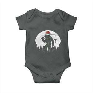 Funny Bigfoot Fishing Christmas Baby Onesie Sasquatch Moon Fisherman TS14 Dark Heather Print Your Wear