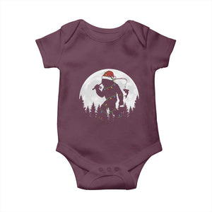 Funny Bigfoot Fishing Christmas Baby Onesie Sasquatch Moon Fisherman TS14 Maroon Print Your Wear