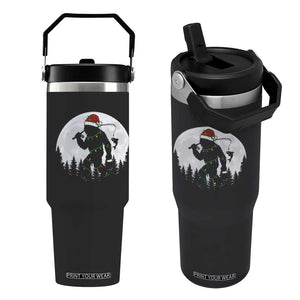 Funny Bigfoot Fishing Christmas Flip Straw Tumbler Sasquatch Moon Fisherman TS14 One Size: 30 oz Black Print Your Wear