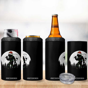 Funny Bigfoot Fishing Christmas 4 in 1 Can Cooler Tumbler Sasquatch Moon Fisherman TS14 Print Your Wear