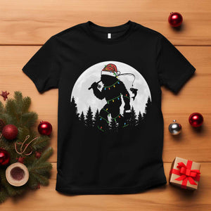 Funny Bigfoot Fishing Christmas T Shirt Sasquatch Moon Fisherman TS14 Black Print Your Wear