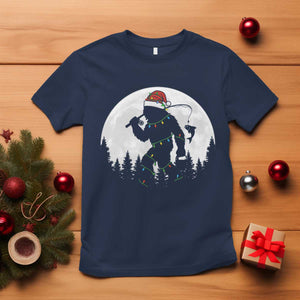 Funny Bigfoot Fishing Christmas T Shirt Sasquatch Moon Fisherman TS14 Navy Print Your Wear