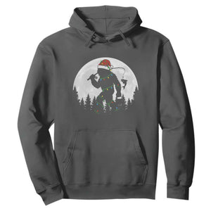 Funny Bigfoot Fishing Christmas Hoodie Sasquatch Moon Fisherman TS14 Dark Heather Print Your Wear