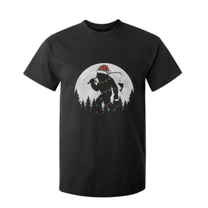Funny Bigfoot Fishing Christmas T Shirt For Kid Sasquatch Moon Fisherman TS14 Black Print Your Wear