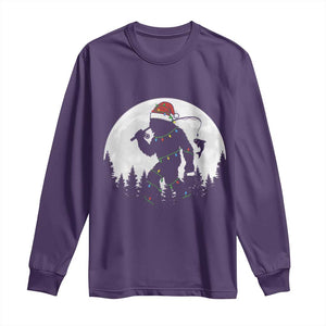 Funny Bigfoot Fishing Christmas Long Sleeve Shirt Sasquatch Moon Fisherman TS14 Purple Print Your Wear