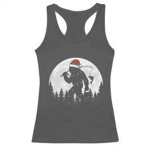 Funny Bigfoot Fishing Christmas Racerback Tank Top Sasquatch Moon Fisherman TS14 Dark Heather Print Your Wear