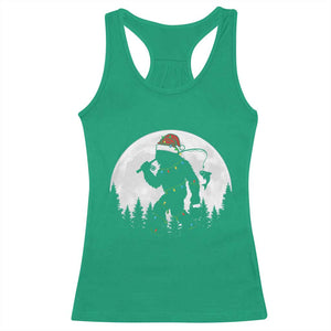 Funny Bigfoot Fishing Christmas Racerback Tank Top Sasquatch Moon Fisherman TS14 Irish Green Print Your Wear