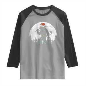 Funny Bigfoot Fishing Christmas Raglan Shirt Sasquatch Moon Fisherman TS14 Sport Gray Black Print Your Wear