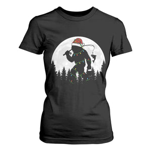 Funny Bigfoot Fishing Christmas T Shirt For Women Sasquatch Moon Fisherman TS14 Black Print Your Wear