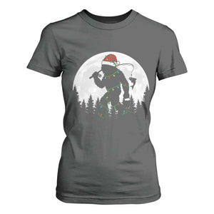 Funny Bigfoot Fishing Christmas T Shirt For Women Sasquatch Moon Fisherman TS14 Dark Heather Print Your Wear