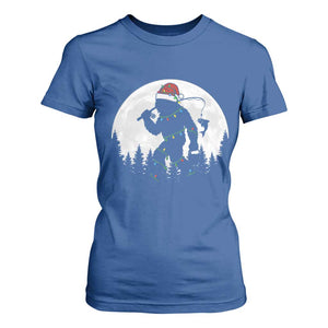 Funny Bigfoot Fishing Christmas T Shirt For Women Sasquatch Moon Fisherman TS14 Royal Blue Print Your Wear
