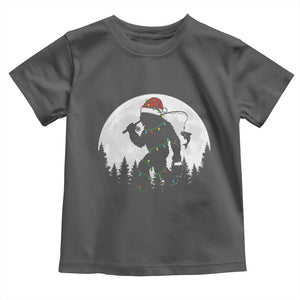 Funny Bigfoot Fishing Christmas Toddler T Shirt Sasquatch Moon Fisherman TS14 Dark Heather Print Your Wear